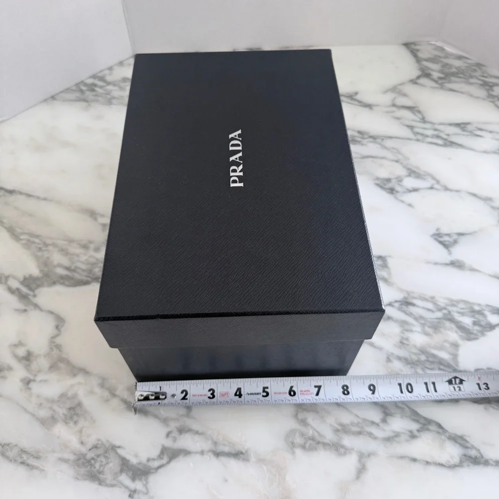 Prada Black Saffiano Textured Shoe Storage Box Empty Replacement 11.75